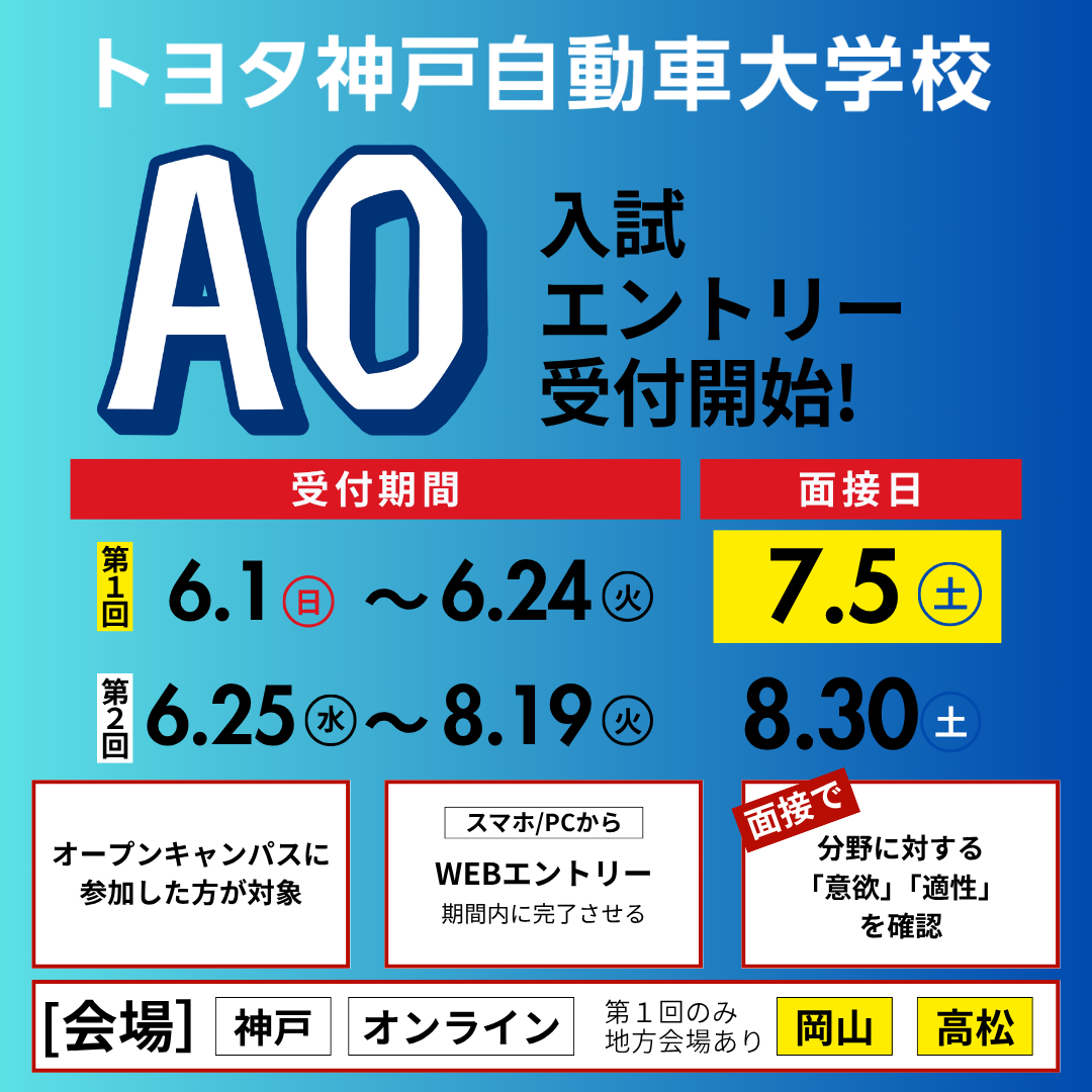 2026年度入試　AO入試エントリー開始のご案内